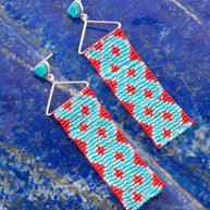 Turquoise Woven Seed Bead Earrings