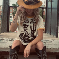 White Trash Ringer Crop T-shirt