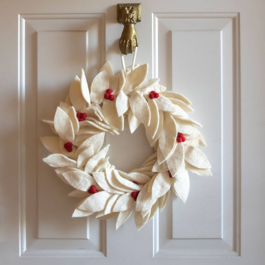 Handmade Felt Christmas Wreath with Holly Berries