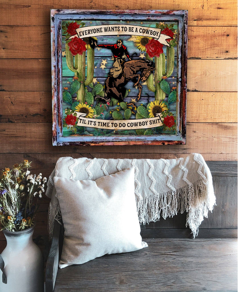 Cowboy Shit Square Artwork: 10"