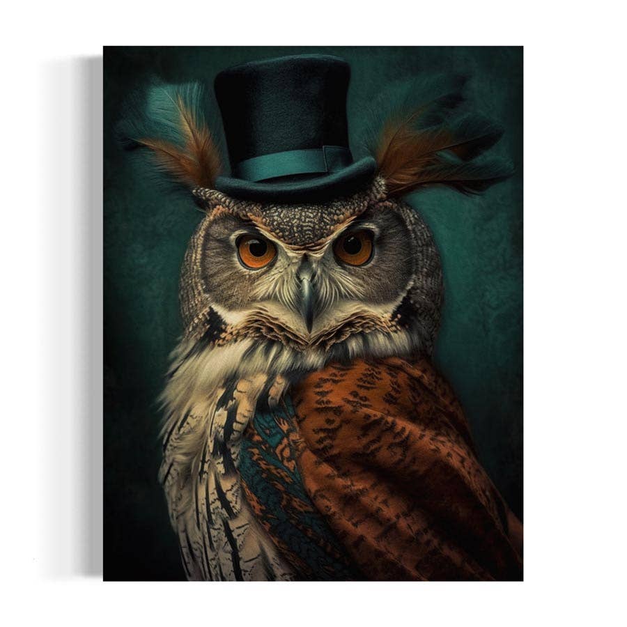 Gentleman Owl Vintage Portrait Wall Art