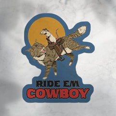 Ride Em Cowboy: Mouse and Cat Cowboy Sticker