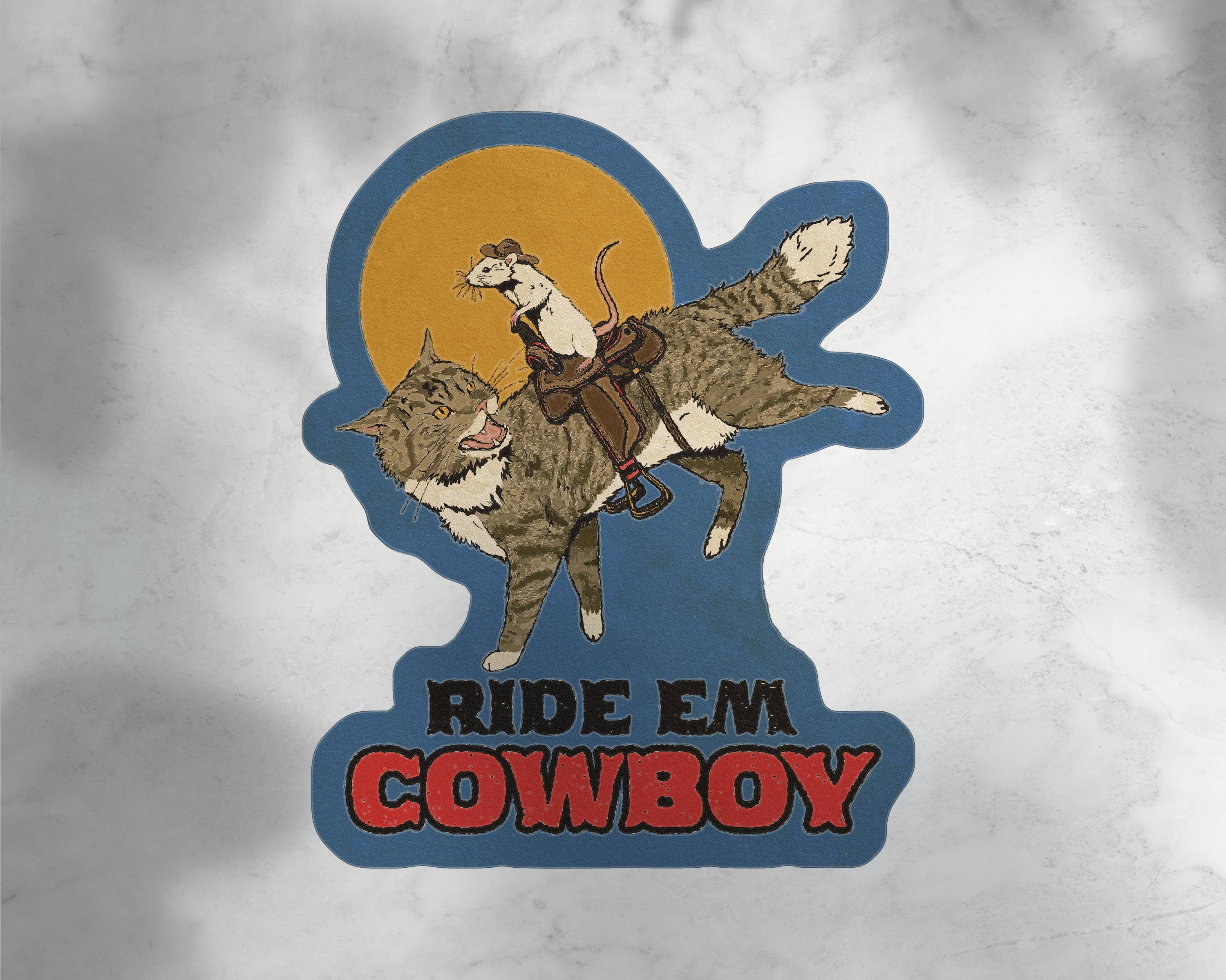 Ride Em Cowboy: Mouse and Cat Cowboy Sticker