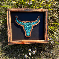 Handmade Small Bullskull with Turquoise