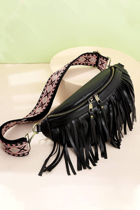 Tassel Zipper Crossbody Bag