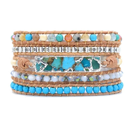 Turquoise Jasper Beaded Wrap Bracelet