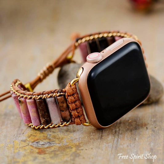 Rhodonite Apple Watch Band, Boho Watch Strap