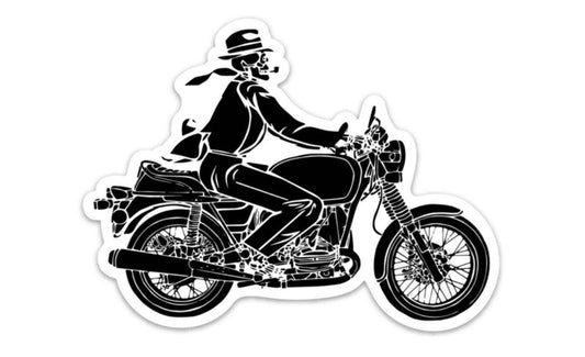 Death Riding A Motorcycle Vinyl Sticker Illustration