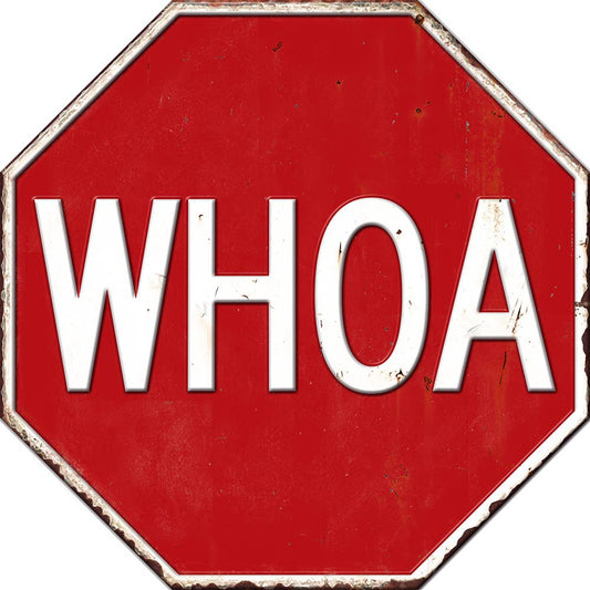 WHOA Sign Embossed Metal Sign - 16*16 in