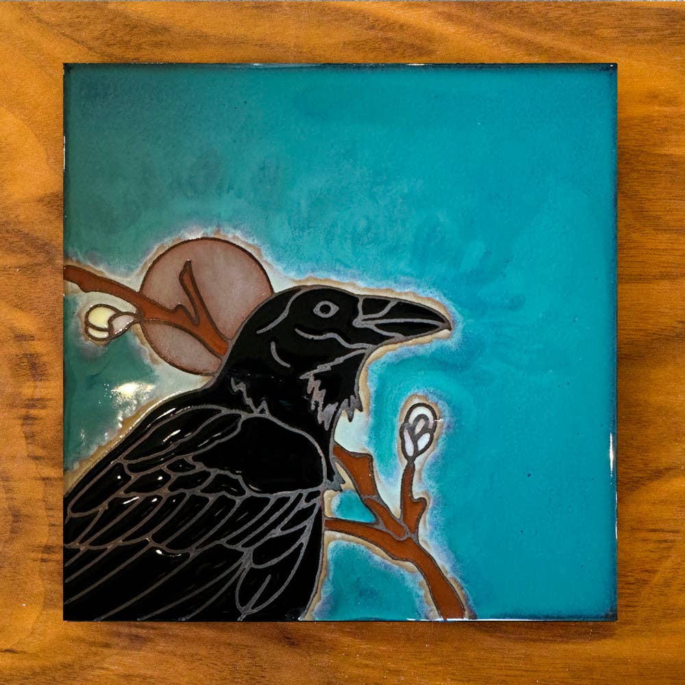 Raven Handpainted Tile