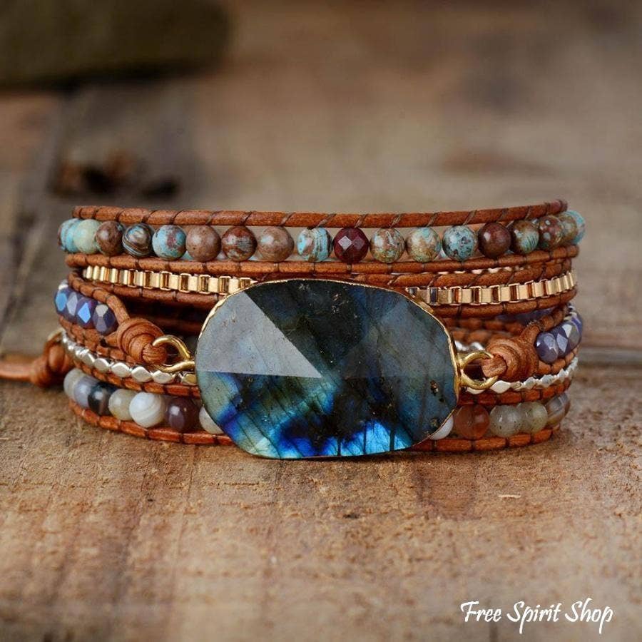 Labradorite Agate & Jasper Wrap Bracelet