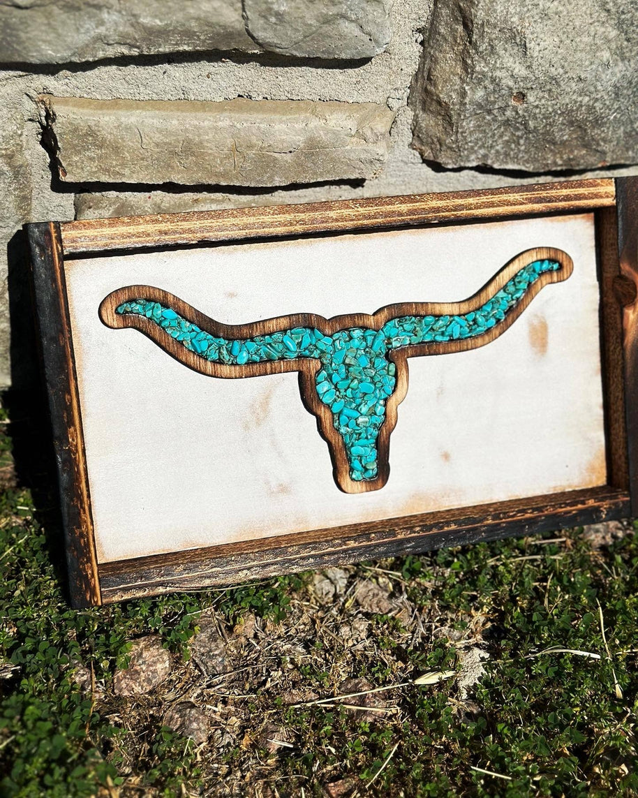 Handmade Longhorn Decor with Turquoise