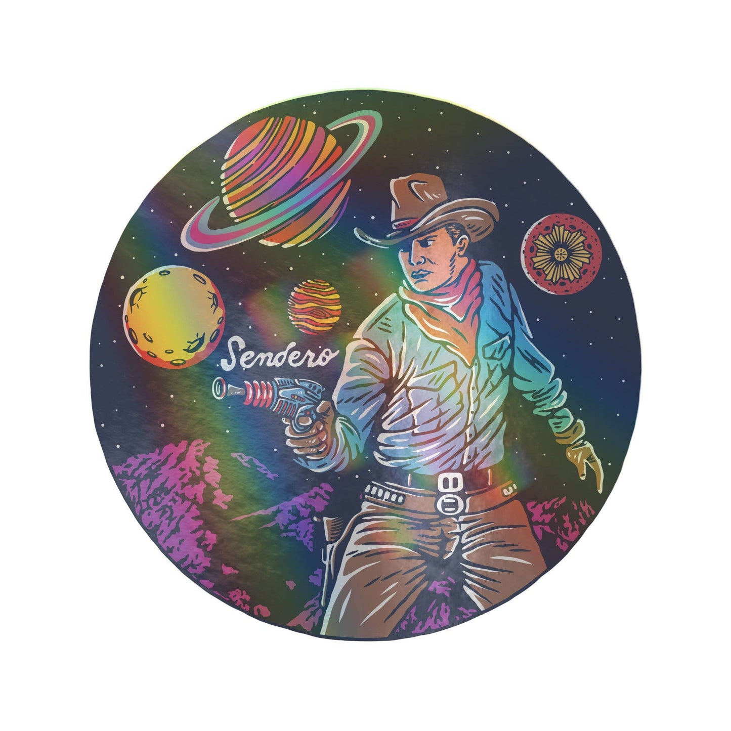 Sendero Provisions Company - Cosmic Cowboy Sticker - Holographic Edition