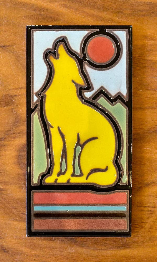 Retro Coyote Handpainted Tile: Palette #3