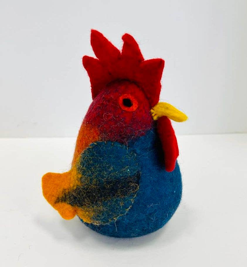 Felt Rooster - Blue & Red