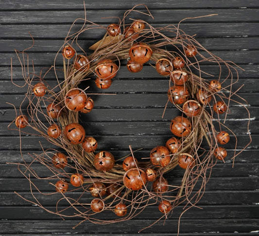 20in Twig Wreath-Rusty Bells with Twigs