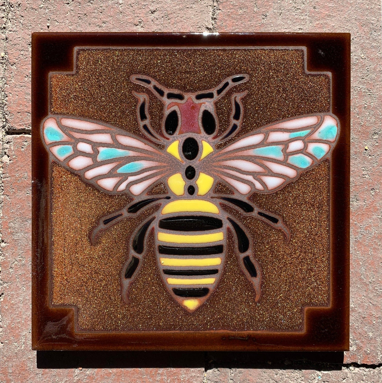 Bee Handpainted Tile: Copper