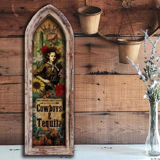 Cowboys and Tequila Artwork - 12"x36" Large Arch