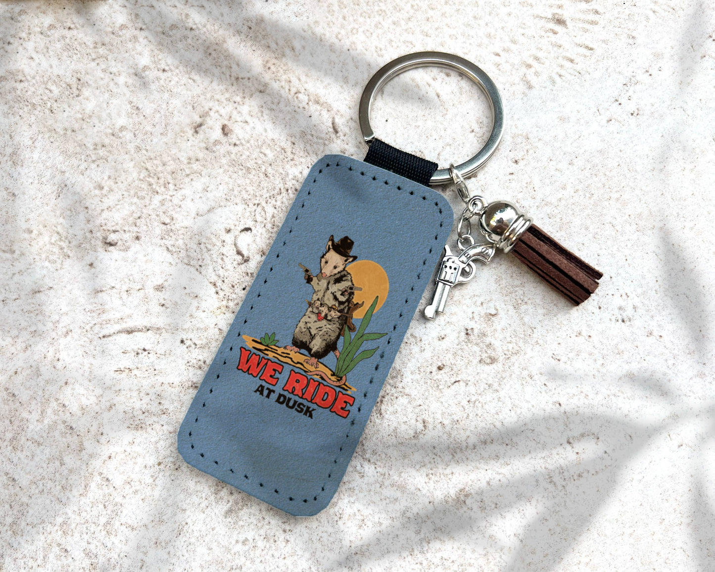 Cluster Funk Studio - Opossum Cowboy Faux Leather Keychain