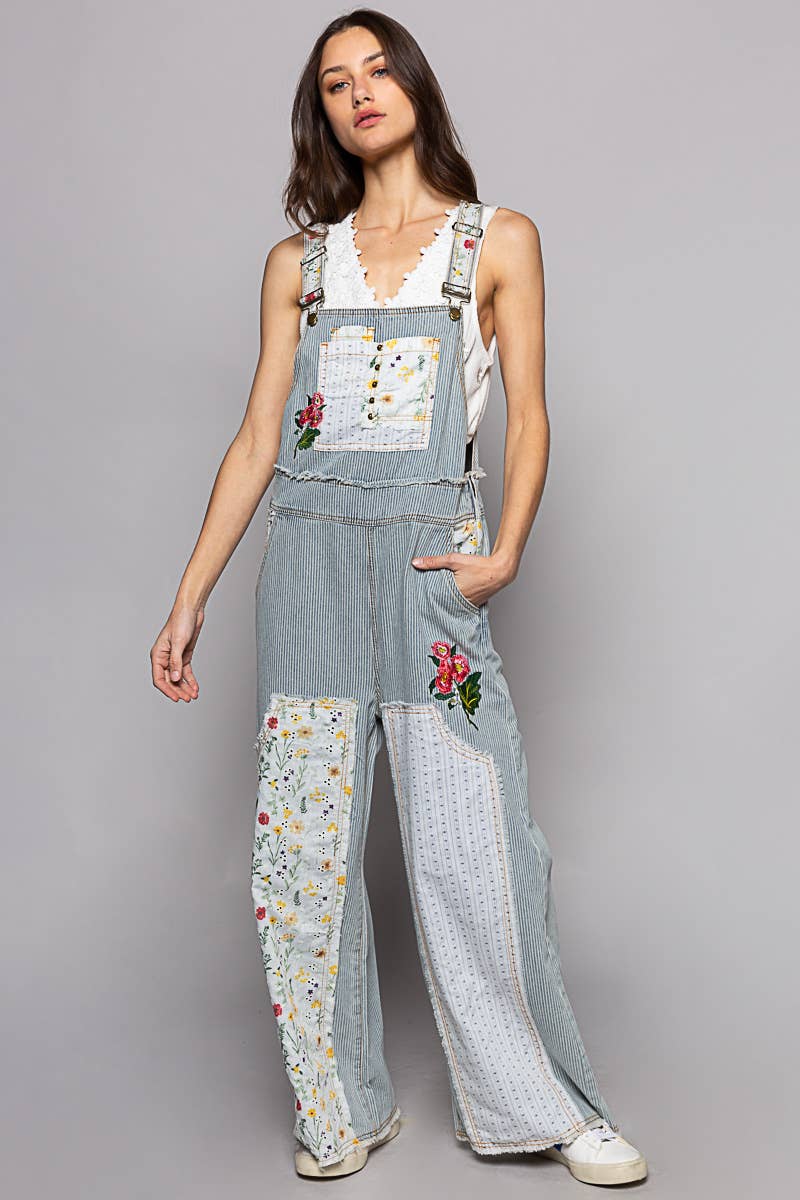 Patchwork Denim Overall