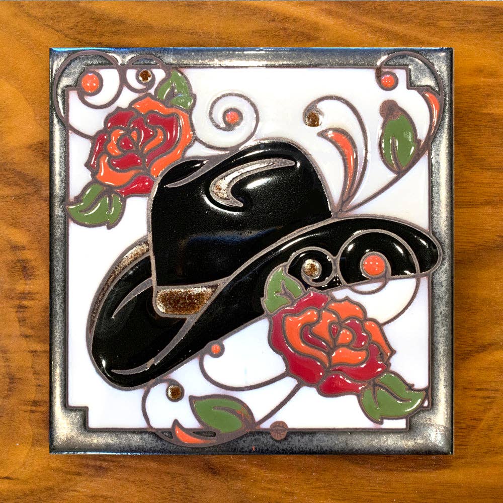 Cowboy Hat Handpainted Tile